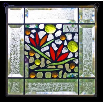 Edel Byrne Clear Bevel Border Floral Stained Glass Panel-1, Artistic ...