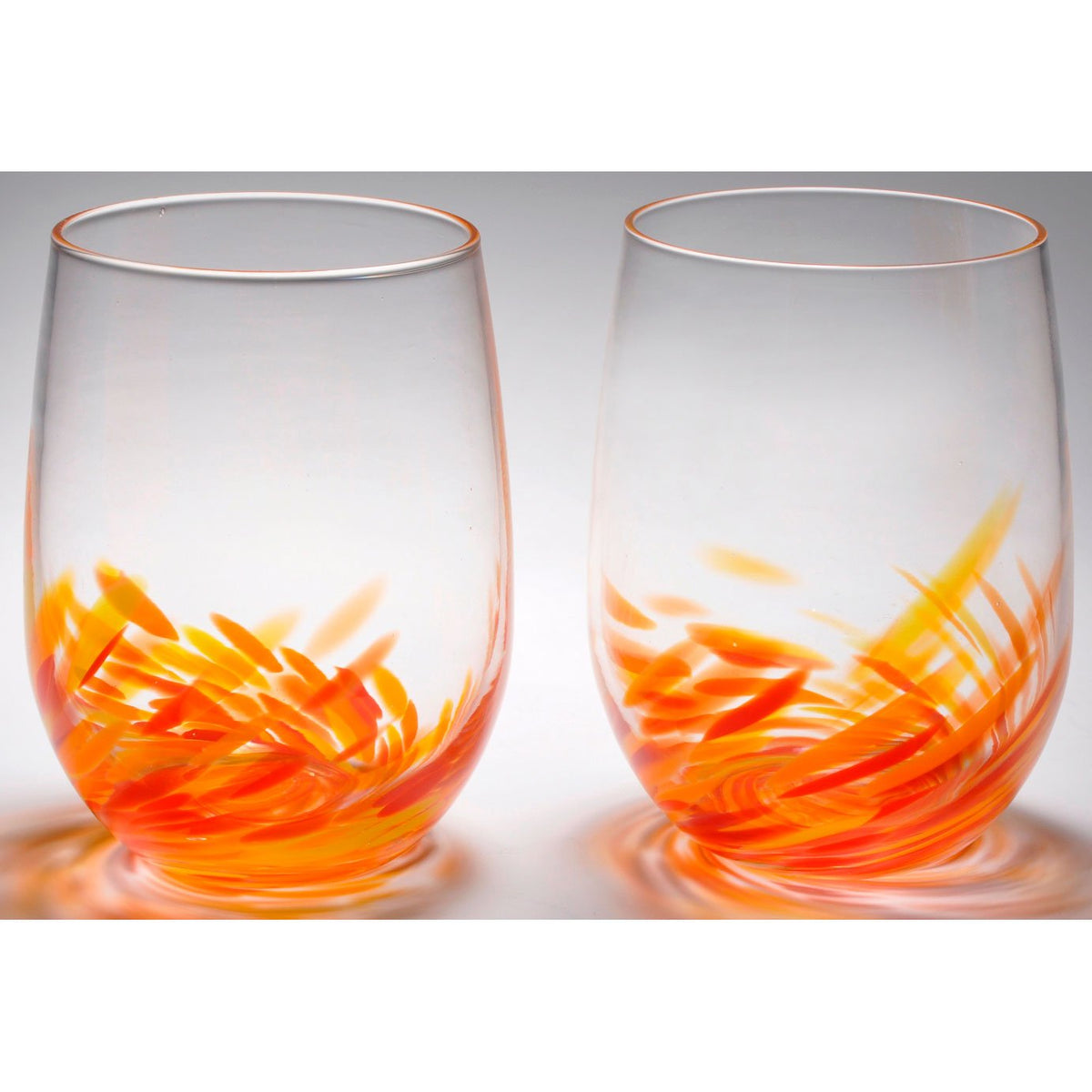 Vino Breve Red Orange Stemless Wine Glasses