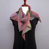 Shibori Silk Zigzag Scarf in Olive and Mauve by Cathayana