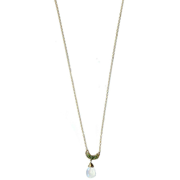 Michelle Pressler Rosey Mix Clover Necklace 4710 Sapphire, Moonstone B. Gold Filled