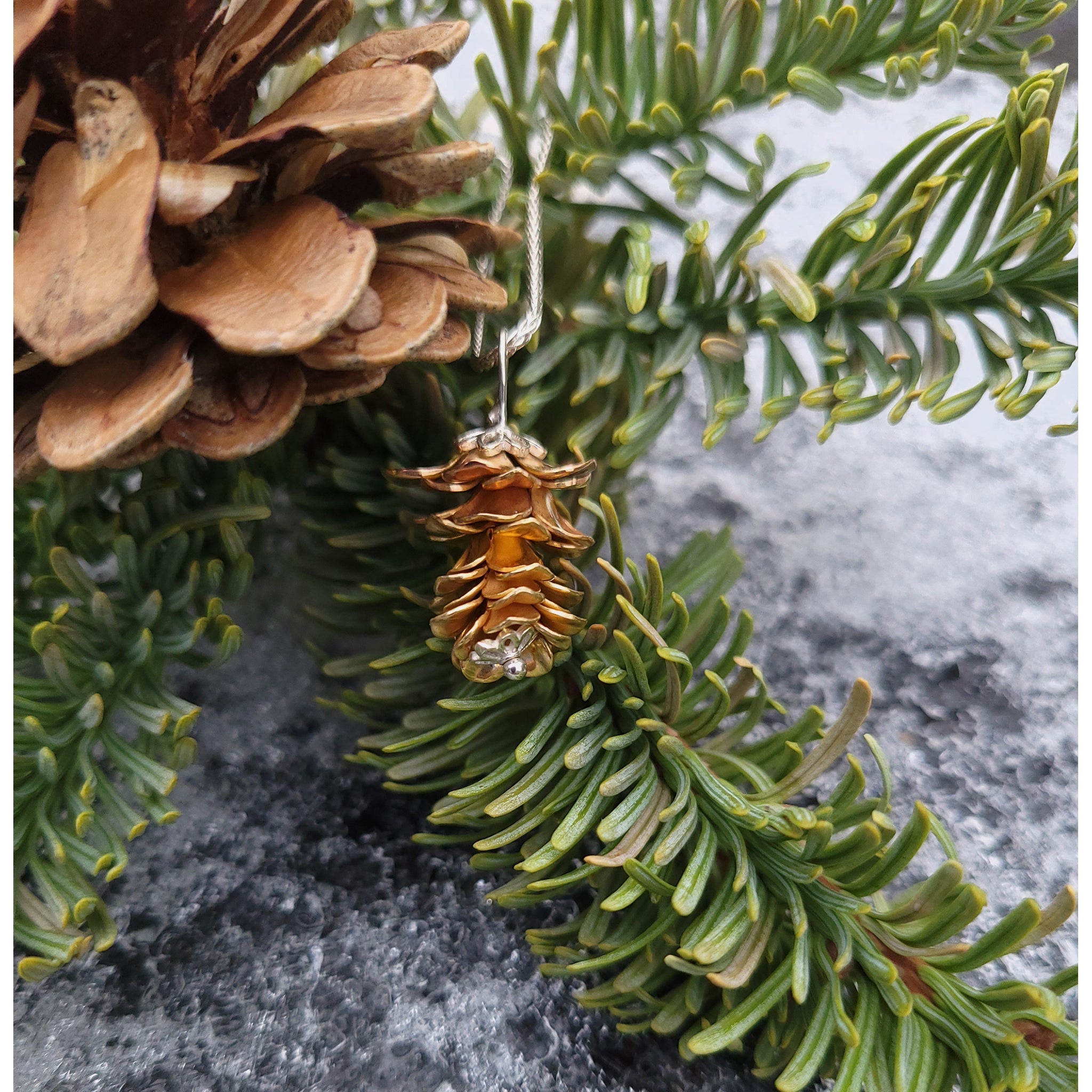 Gold Pine Cone Necklace